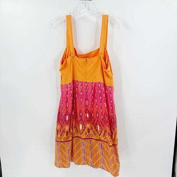 Columbia Orange Printed Wide Strap Square Neck Pocket Casual Sundress Size Large - Picture 2 of 15